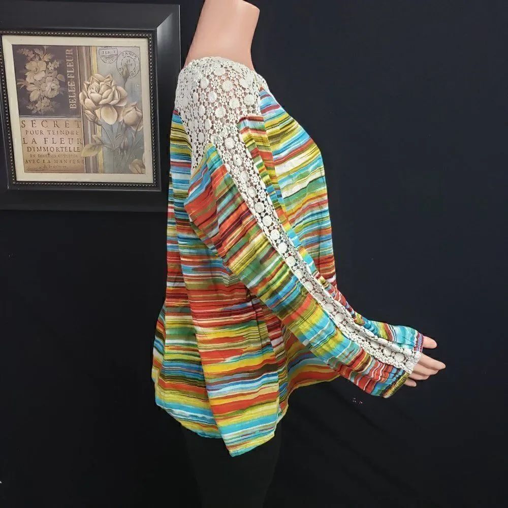 NEW DIRECTION Multicolor Striped Tunic Medium - Picture 4 of 4